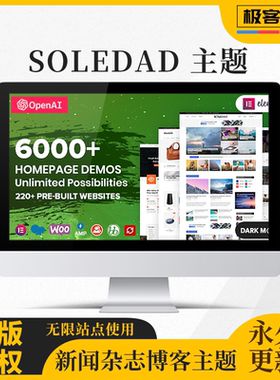 Soledad主题 Wordpress多功能主题杂志电商Woocommerce原版激活