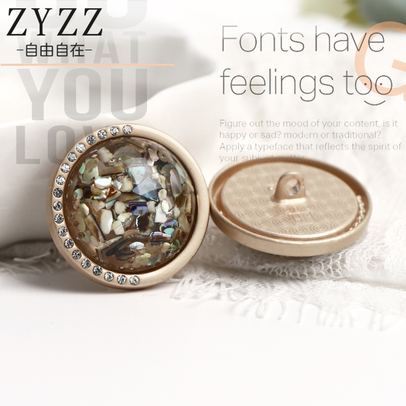 金属精致纽扣女毛呢大衣长款风衣扣子皮草装饰纽扣扣子圆形镶钻扣