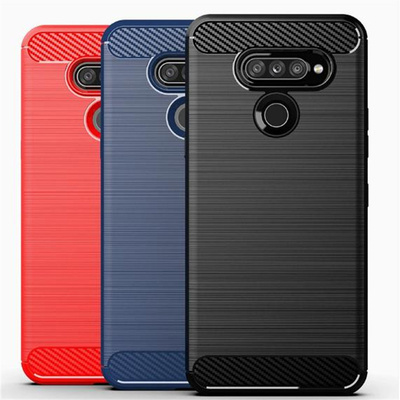 适用LG K51S|LM-K510EMW碳纤维拉丝软硅胶防摔滑商务手机壳保护套