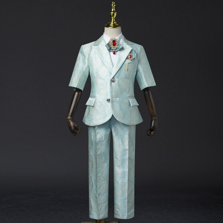 男童西装短袖礼服套装花童男童走秀男童钢琴演出礼服男童主持礼服