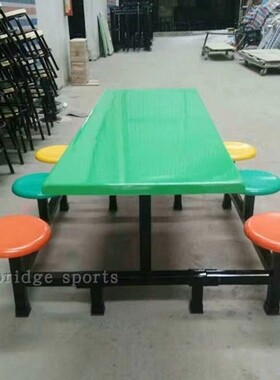 户外连体桌凳可折叠圆凳子公共饭桌六人坐食堂餐桌椅板凳1米6餐台