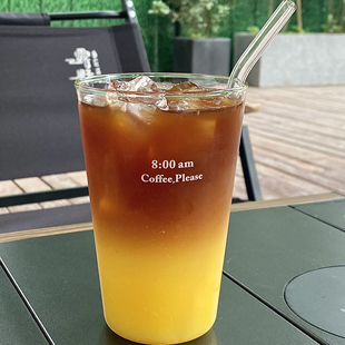 见物如面 大容量玻璃杯早餐杯牛奶果汁杯创意个性水杯咖啡杯400ml