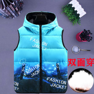 羽绒棉马甲男秋冬季韩版潮流保暖马夹情侣款两双面穿坎肩背心外套