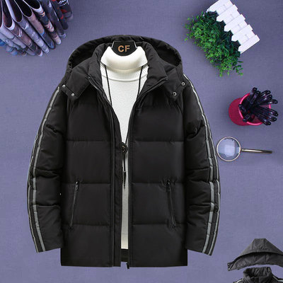 美式潮牌连帽羽绒棉服大码宽松