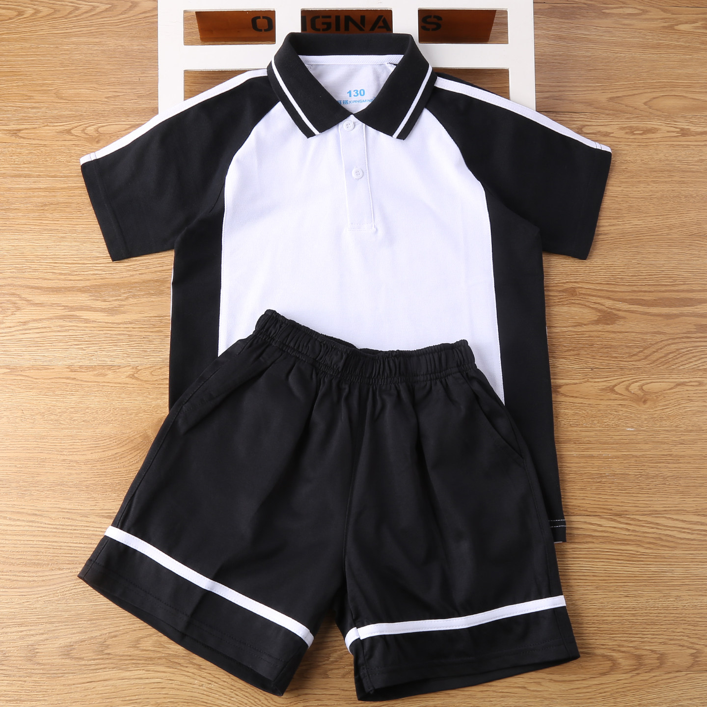 顺德小学校服小学生校服夏季短袖短裤套装男女运动风黑白撞色T恤