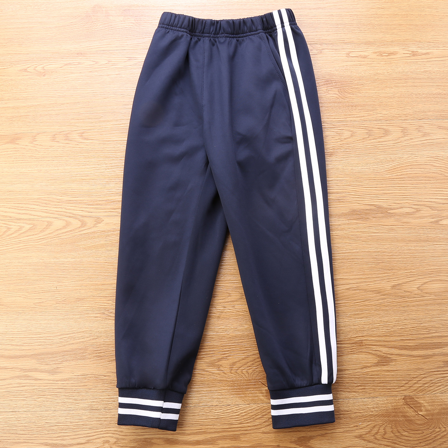 儿童藏蓝色春秋校服裤子带二杠条