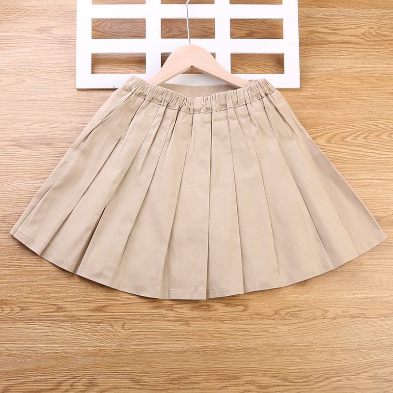儿童裙子女童校服短裙卡其色百褶裙中小学生裙女孩子学院风表演裙
