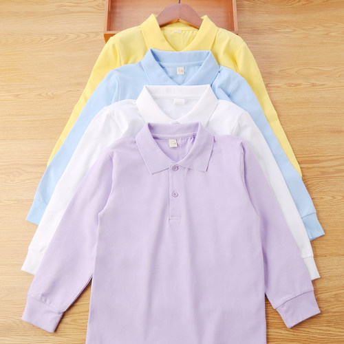 儿童白色t恤长袖男童女童纯棉