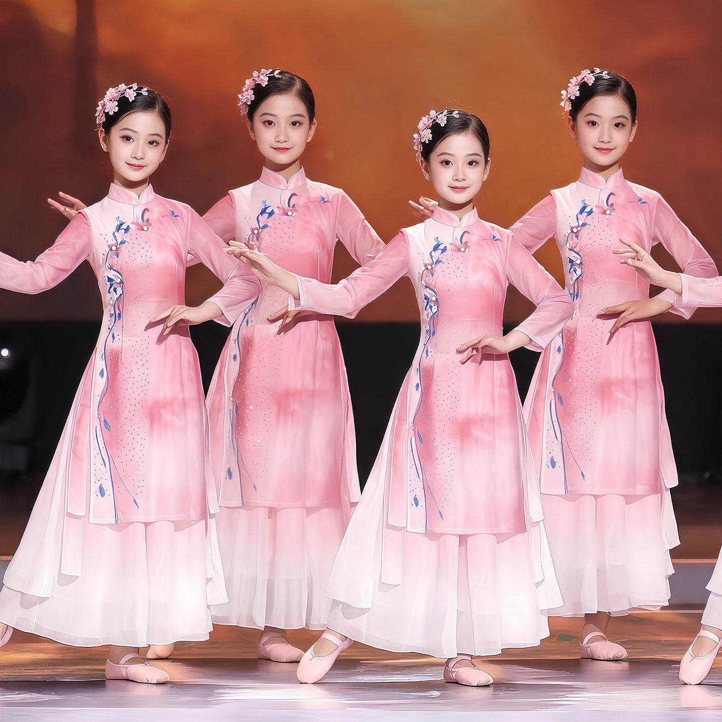 新款古典舞蹈服女童身韵纱衣古风练功服仙气飘逸艺考表演演出服装图片