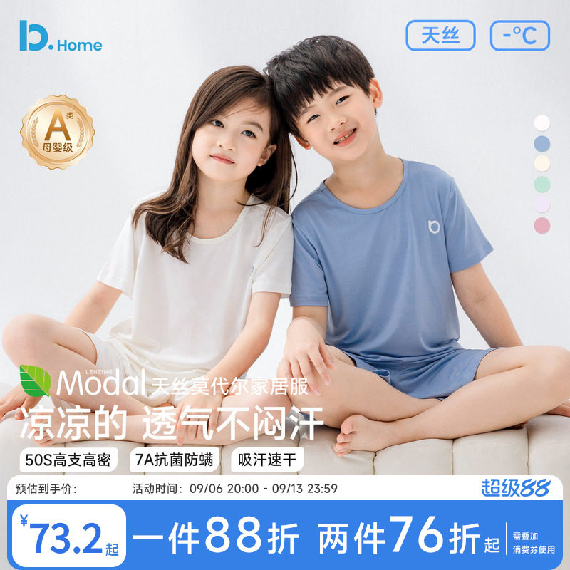儿童睡衣夏季短袖薄款莫代尔套装图片