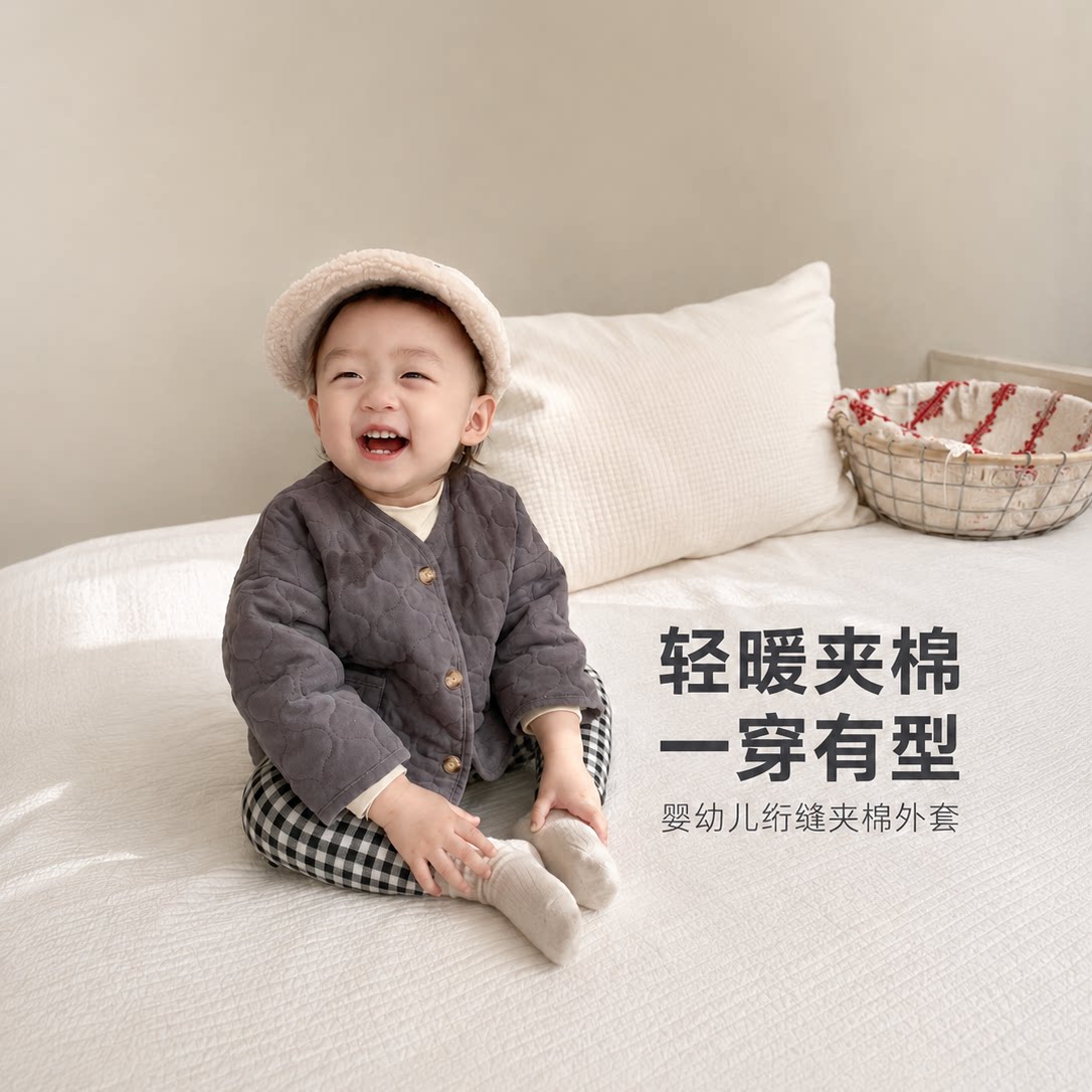 男童棉衣裤子套装加厚宝宝外出服2024秋冬装韩版童装婴儿棉衣外套