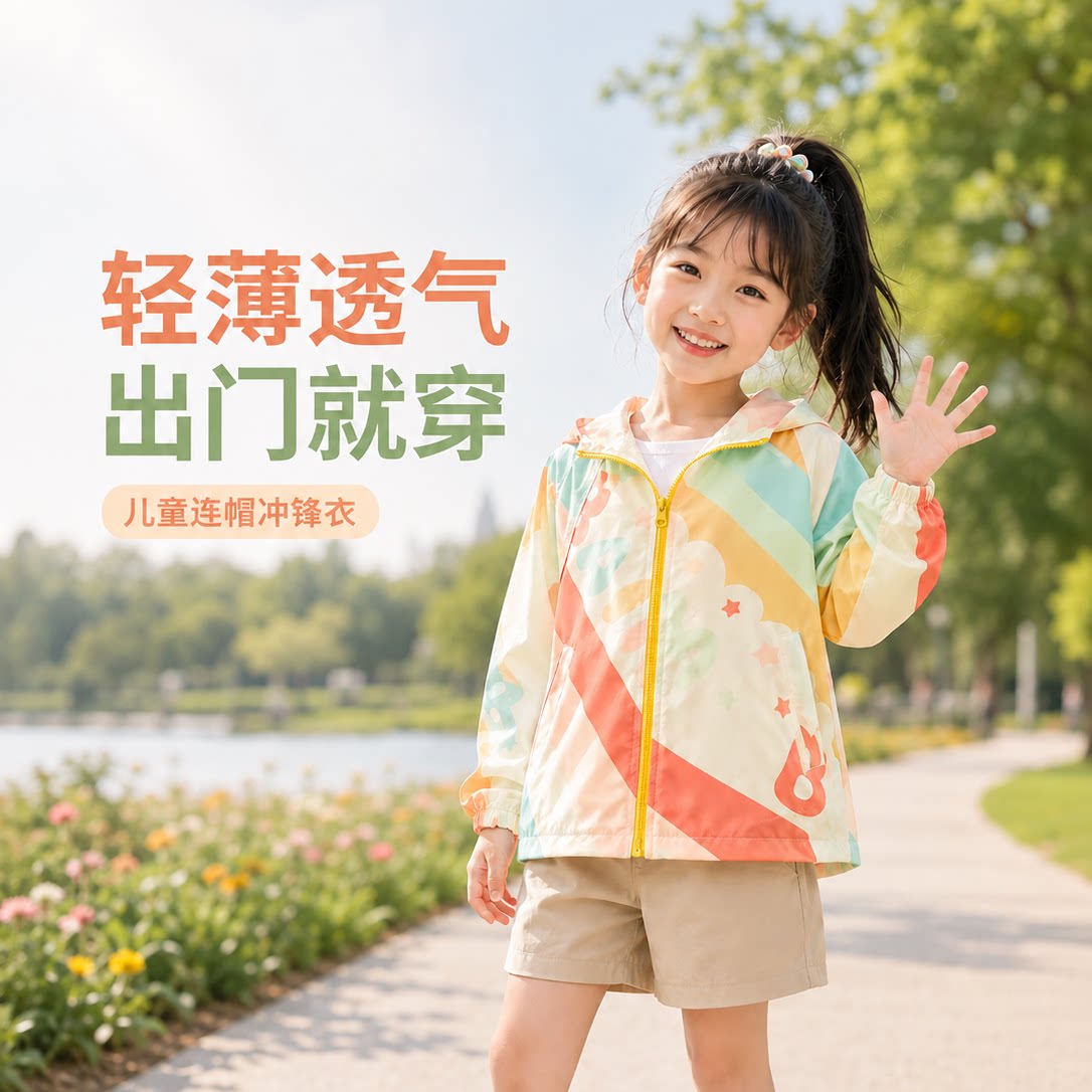 女童外套春款儿童洋气冲锋衣薄款图片