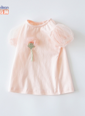 A类纯棉小童装女宝宝夏装短袖T恤洋气薄款婴儿上衣服夏款公主1岁2