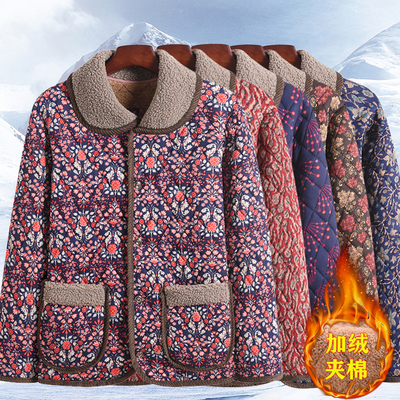 中老年女装冬季棉服加绒加厚棉袄