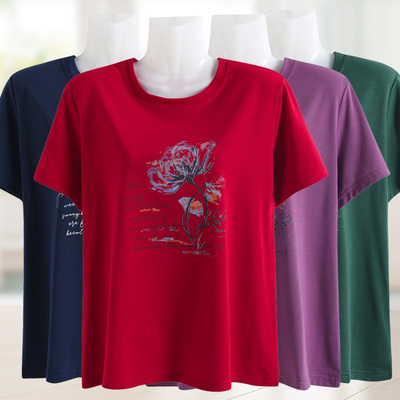 中老年妈妈夏装短袖T恤