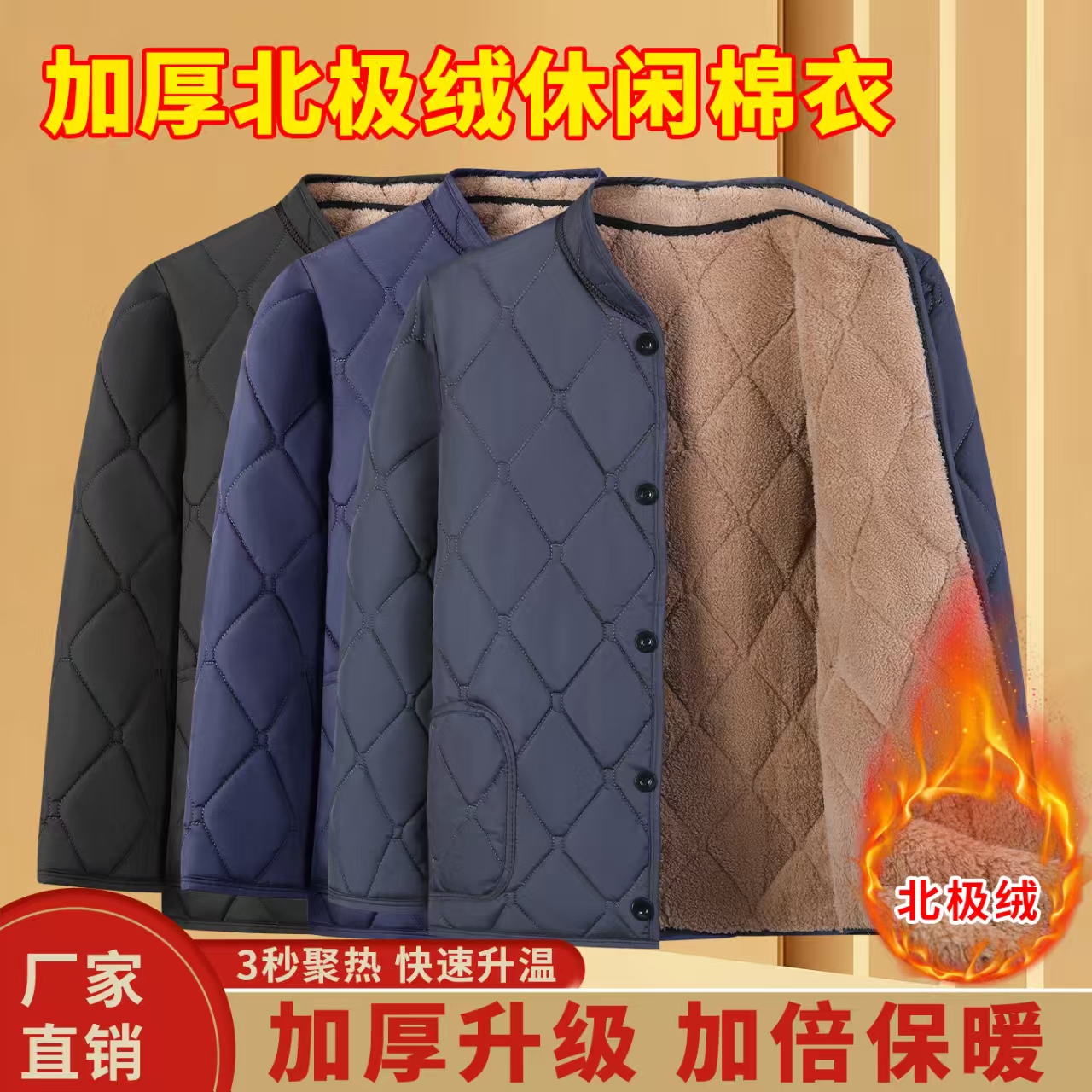 中老年人棉衣外套加绒加厚