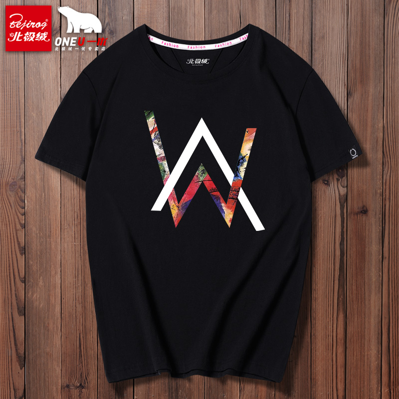 短袖t恤男2018新款韩版潮流青少年艾伦沃克纯棉半袖时尚T-shirt男
