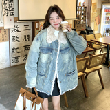新款大货韩系加厚羊羔毛90羽绒服牛仔外套C189-8855-P305-K458，女装羽绒服，2C189