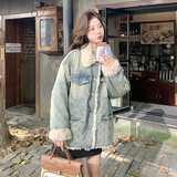 新款大货韩系加厚羊羔毛90羽绒服牛仔外套C189-8855-P305-K458，女装羽绒服，2C189