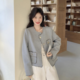 毛边小香风短外套女春秋2025新款短款小个子上衣开春穿搭独特漂亮，女装短外套，2C189