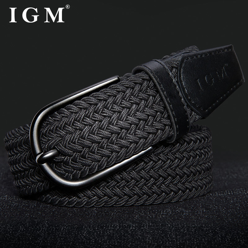 男生个性潮人无孔弹力帆布皮带