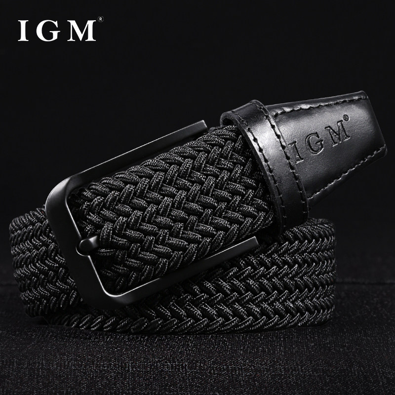 帆布弹力编织无孔设计牛仔腰带