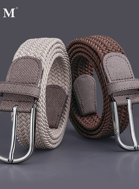 皮带男女士高尔夫裤带夏季编织皮革休闲运动弹力百搭可调节裤腰带
