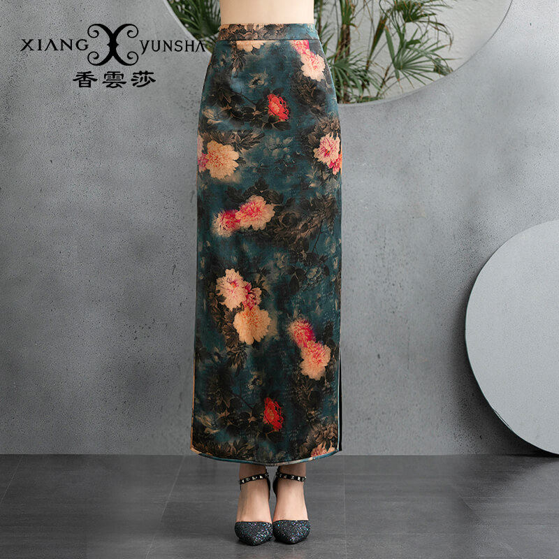 Xiang Yun Decor A word skirt longuette Real silk gambiered Guangdong gauze skirt skirt mulberry silk Show thin young MAKin the Women's clothing/Boutique , Skirts  category - from Buy2taobao.com to provide professional Taobao agent buy service