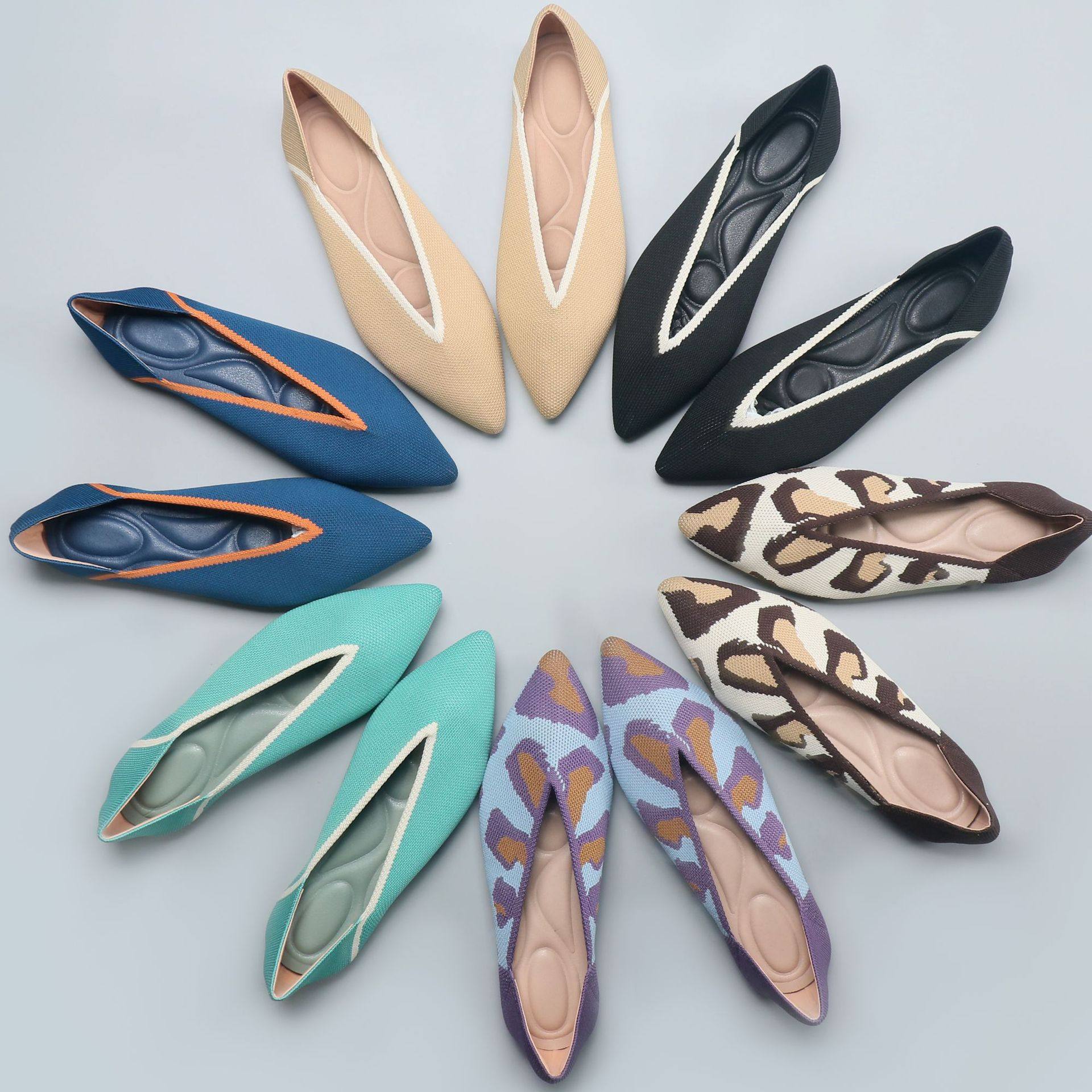 王妃鞋飞织尖头单鞋大码女鞋蛋卷针织平底软底透气编织豆豆鞋春秋,女鞋,浅口单鞋,淘宝优惠券,粉丝福利购,淘宝优惠卷