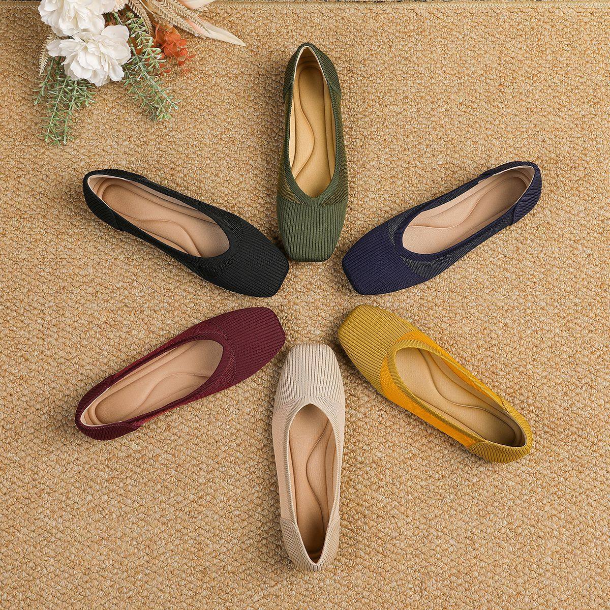 王妃鞋单鞋女针织编织鞋外贸鱼丝奶奶鞋飞织蛋卷鞋平底大码豆豆鞋,女鞋,浅口单鞋,淘宝优惠券,粉丝福利购,淘宝优惠卷