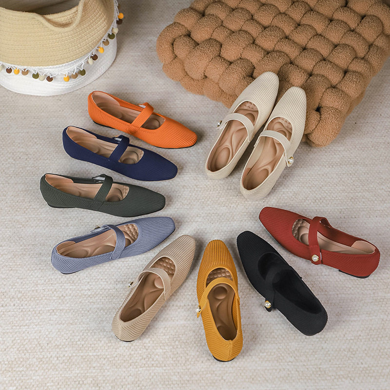 日系王妃鞋休闲春夏一字带飞织方头玛丽珍单鞋编织平底软底单鞋女,女鞋,浅口单鞋,淘宝优惠券,粉丝福利购,淘宝优惠卷