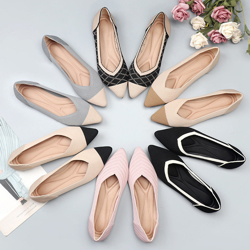 蛋卷欧美王妃鞋春秋飞织单鞋豆豆鞋平底瓢鞋女鞋软底针织尖头船鞋,女鞋,时尚休闲鞋,淘宝优惠券,粉丝福利购,淘宝优惠卷