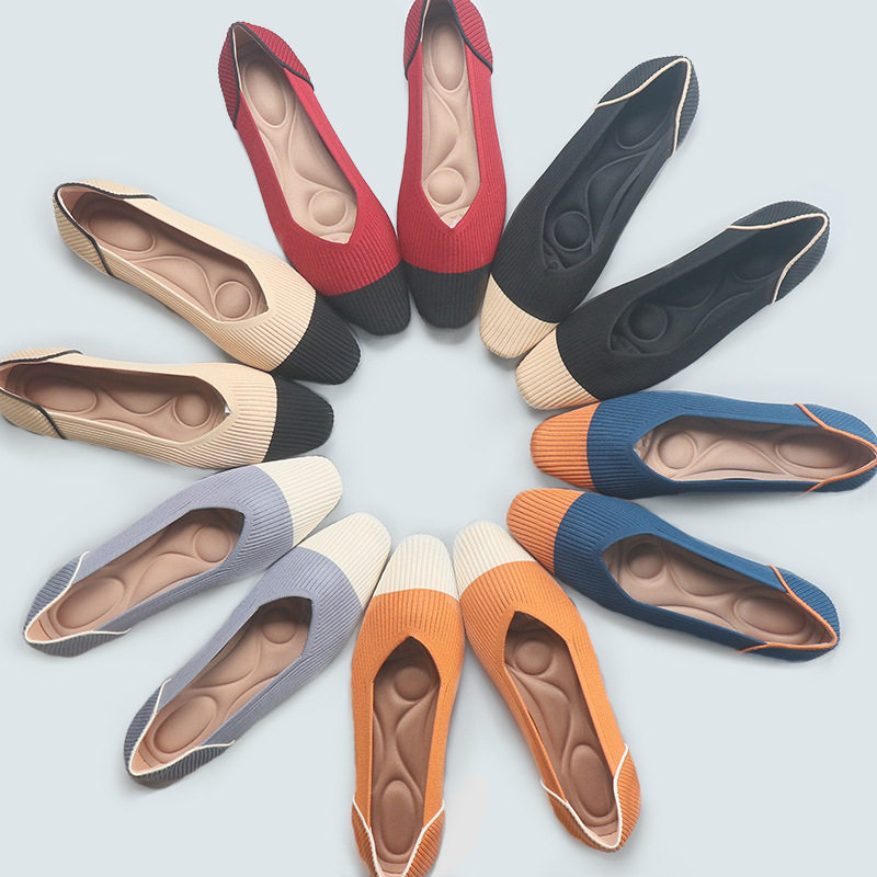 王妃鞋飞织日系方头单鞋大码女鞋针织编织透气蛋卷平底豆豆鞋软底,女鞋,时尚休闲鞋,淘宝优惠券,粉丝福利购,淘宝优惠卷