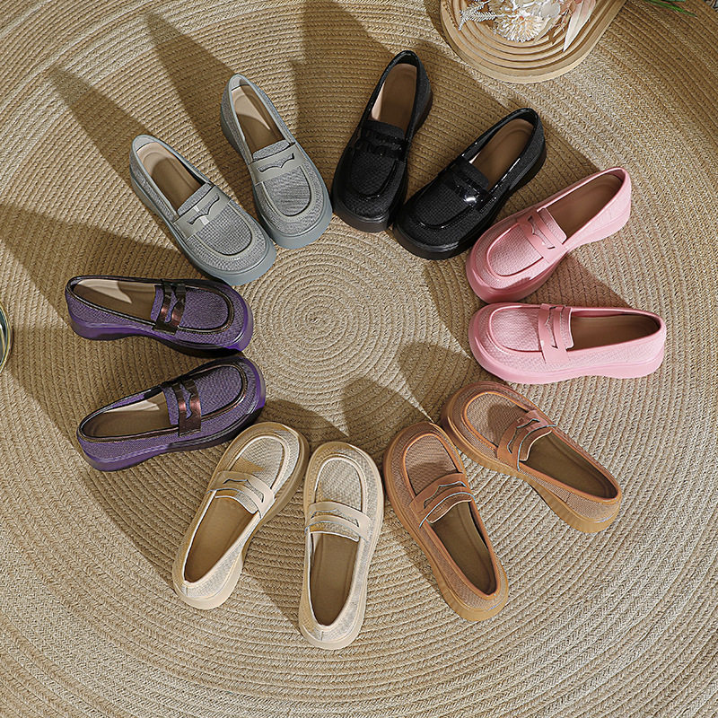 飞织一脚蹬女鞋透气网面乐福鞋休闲针织软底懒人豆豆鞋平底小皮鞋,女鞋,时尚休闲鞋,淘宝优惠券,粉丝福利购,淘宝优惠卷