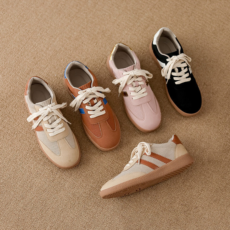 新款复古德训鞋拼色港风运动鞋女鞋圆头平底浅口百搭休闲飞织鞋女,女鞋,浅口单鞋,淘宝优惠券,粉丝福利购,淘宝优惠卷