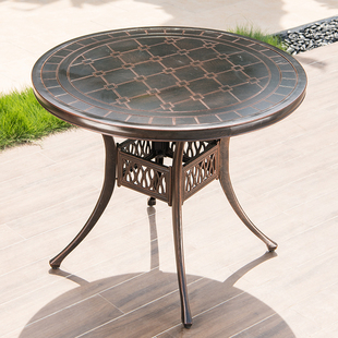 藤朝户外铸铝桌子室外花园庭院露天休闲单桌室外阳台象棋铸铝桌椅