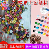 松果金色白色涂色丙烯颜料套装 松果创意涂鸦 松果标本上色专用