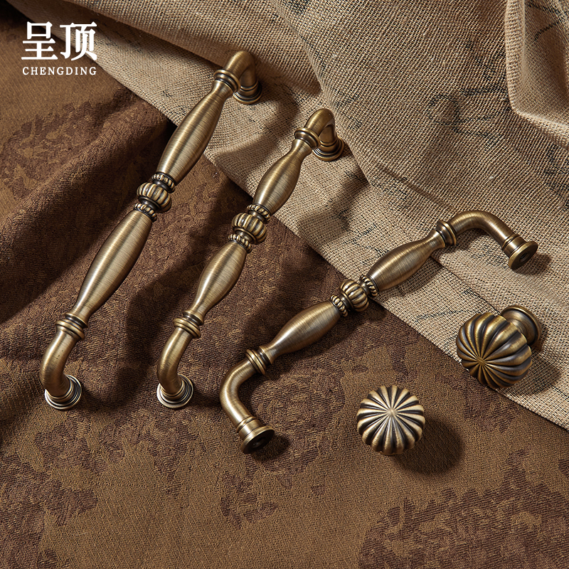 中古风欧式黄铜柜门抽屉复古拉手