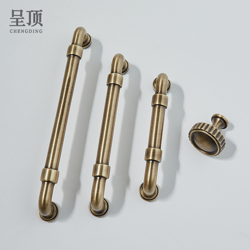 呈顶古铜色复古法式黄铜柜门拉手把手抽屉厨房衣柜仿古防撞轻奢风