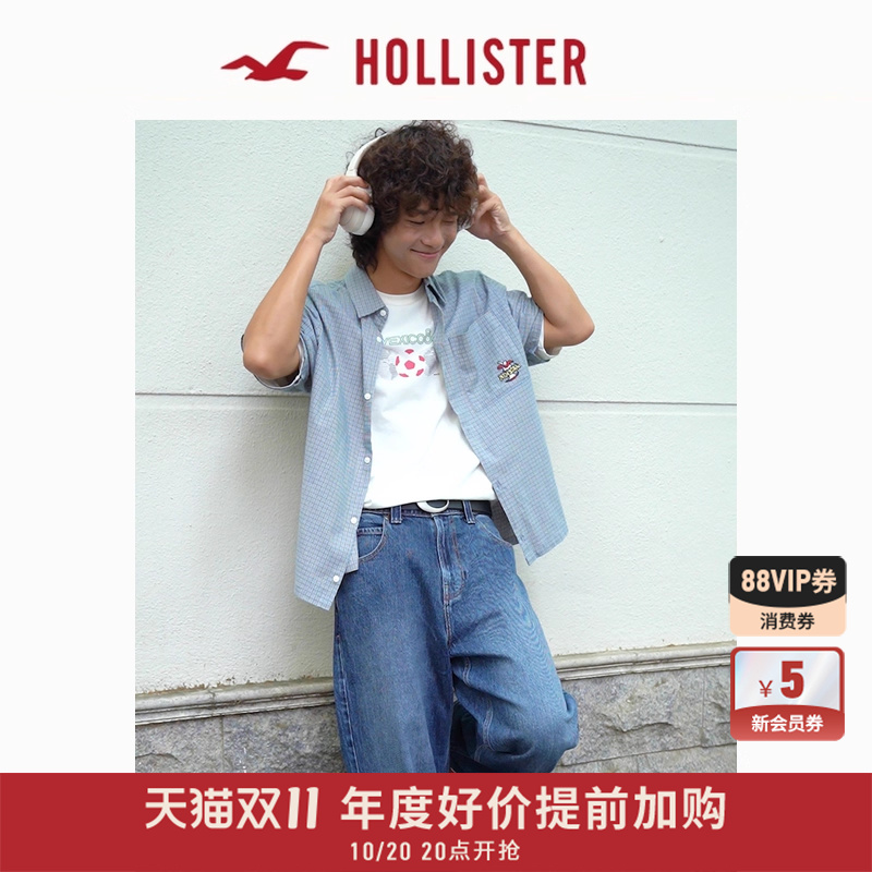 Hollister府绸外搭格子衬衫