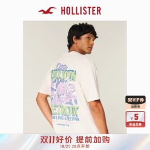 323 Hollister25夏款 女装 T恤男装 5353 情侣宽松棉质印花短袖
