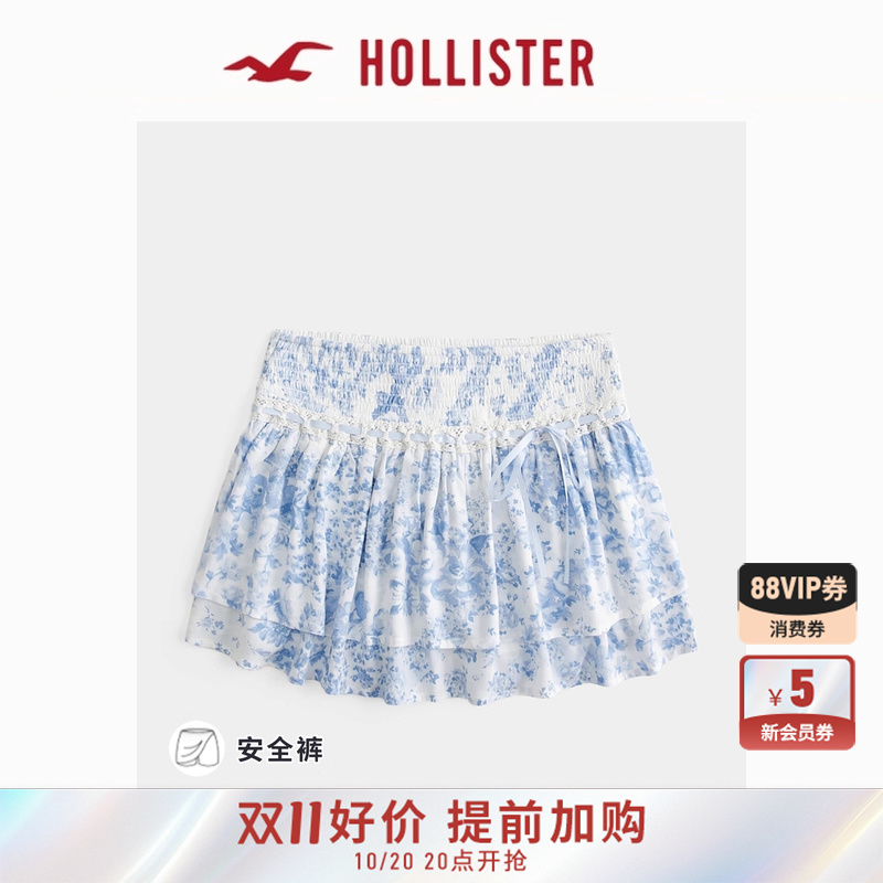 Hollister百褶蕾丝蛋糕短裙裙裤