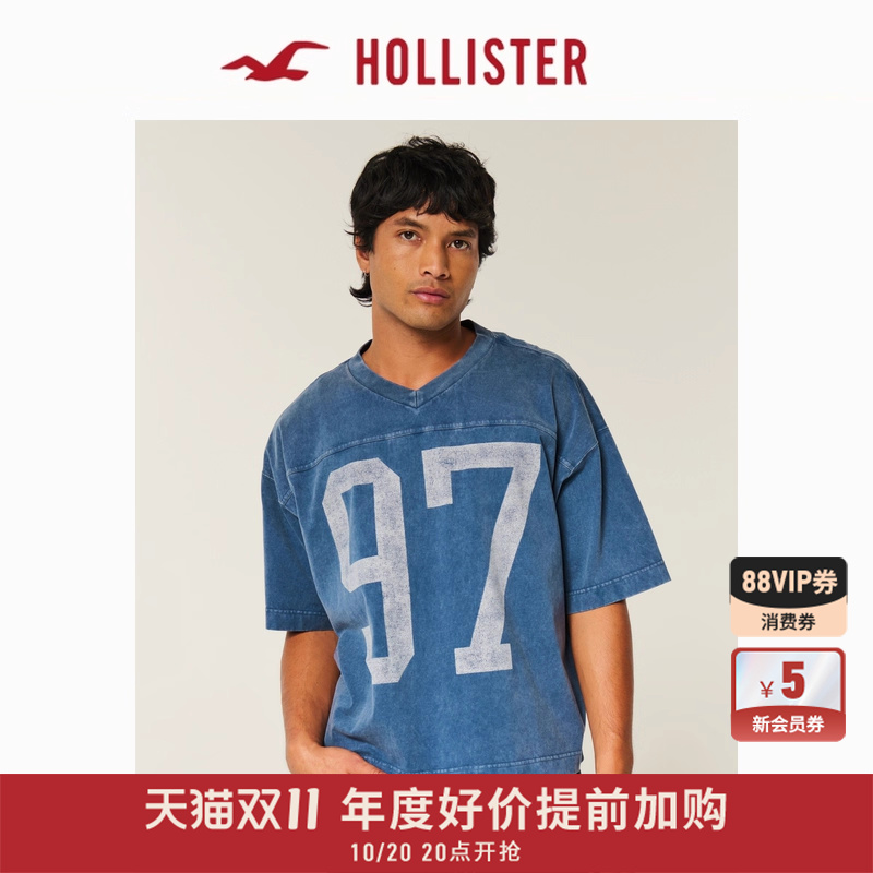 Hollister情侣棉质印花短袖T恤