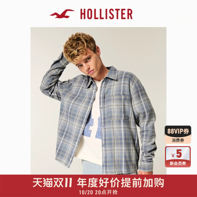 Hollister宽松格子长袖衬衫