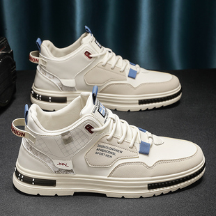 帆布男鞋2024新款男款夏季高帮运动休闲板鞋加绒棉鞋百搭小白潮鞋