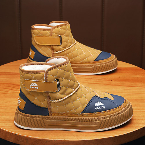 一体户外防水防滑棉靴子中帮板鞋