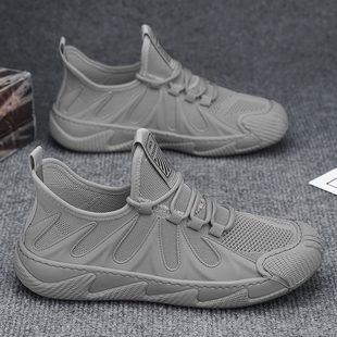 男鞋夏季透气薄款网面防臭跑步运动休闲网鞋男款黑色工作上班潮鞋