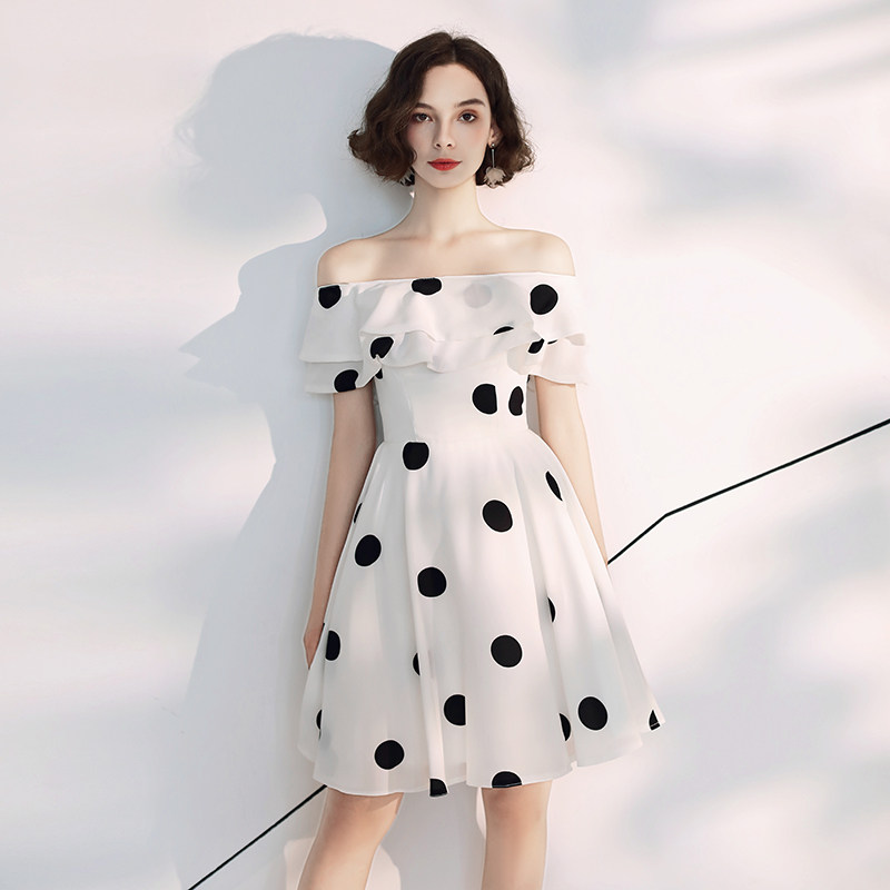 法式宴会晚礼服裙女新款波点气质名媛日常小礼服连衣裙女平时可穿