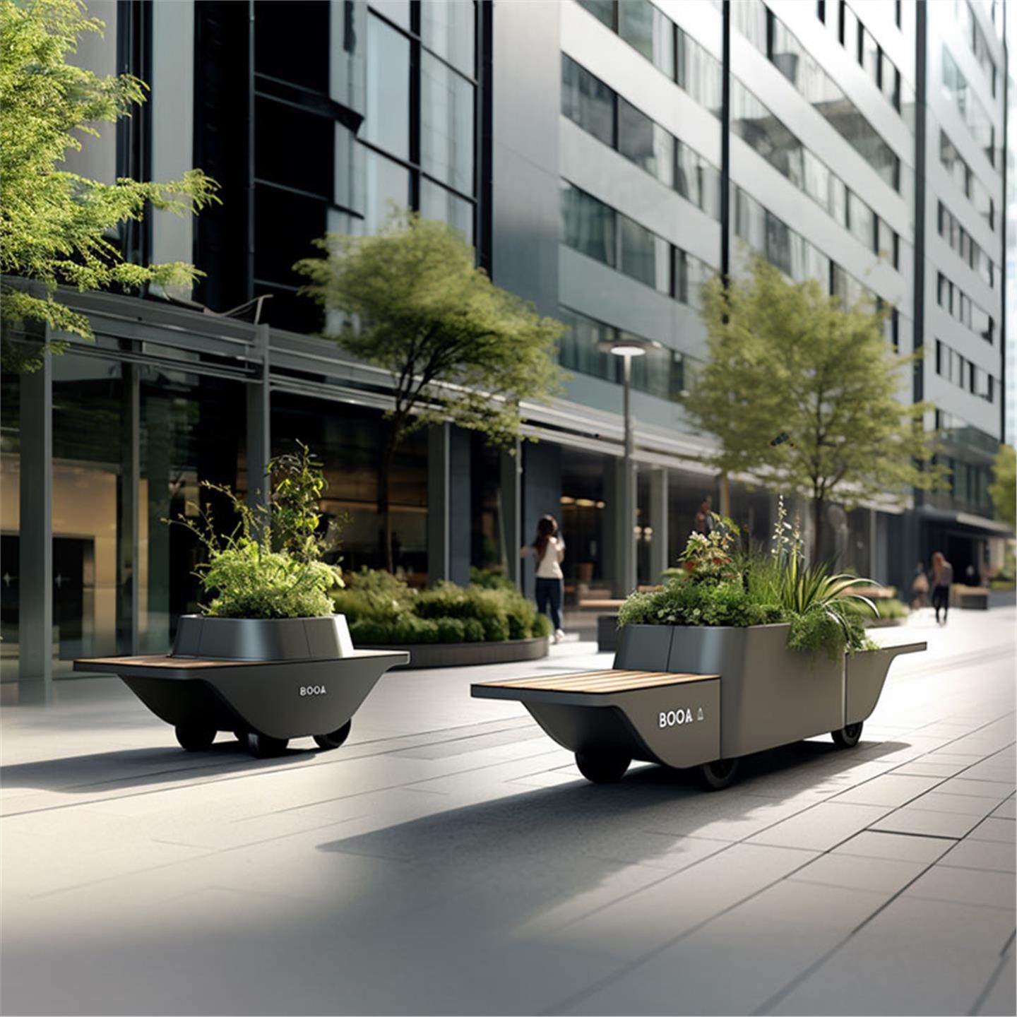 售楼部商业街户外花箱奶茶店咖啡厅外摆休息凳椅可移动绿植种植箱