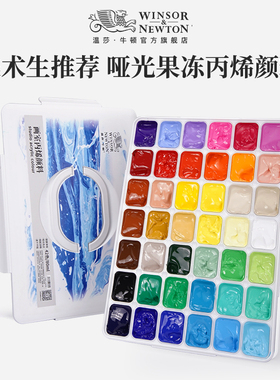 温莎牛顿丙烯颜料果冻套装42色80ml艺考美术生专用丙烯补充装袋装小盒装防水防晒不掉色初学者画画丙烯画颜料